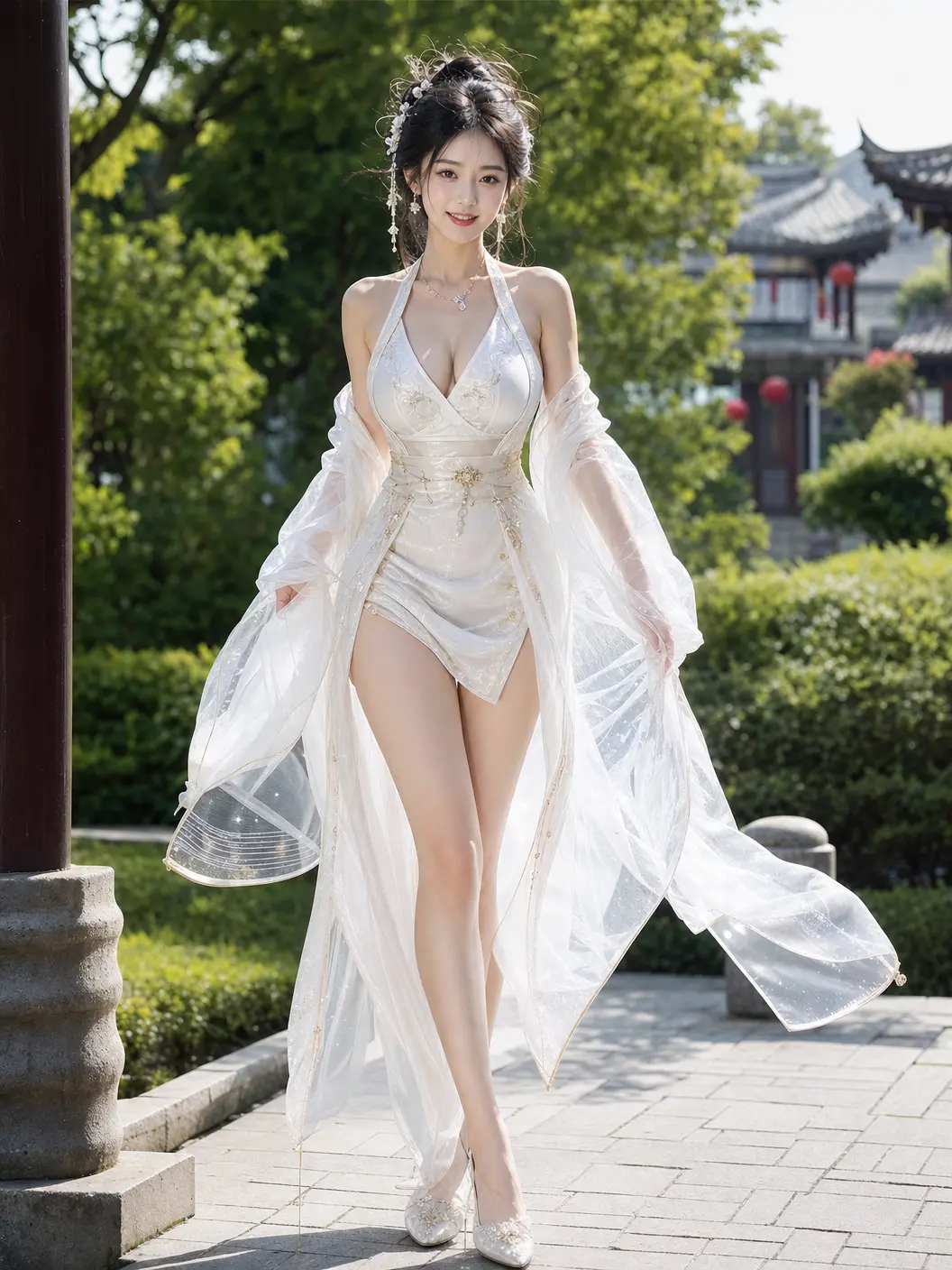 人像 唐风汉服珠光纱