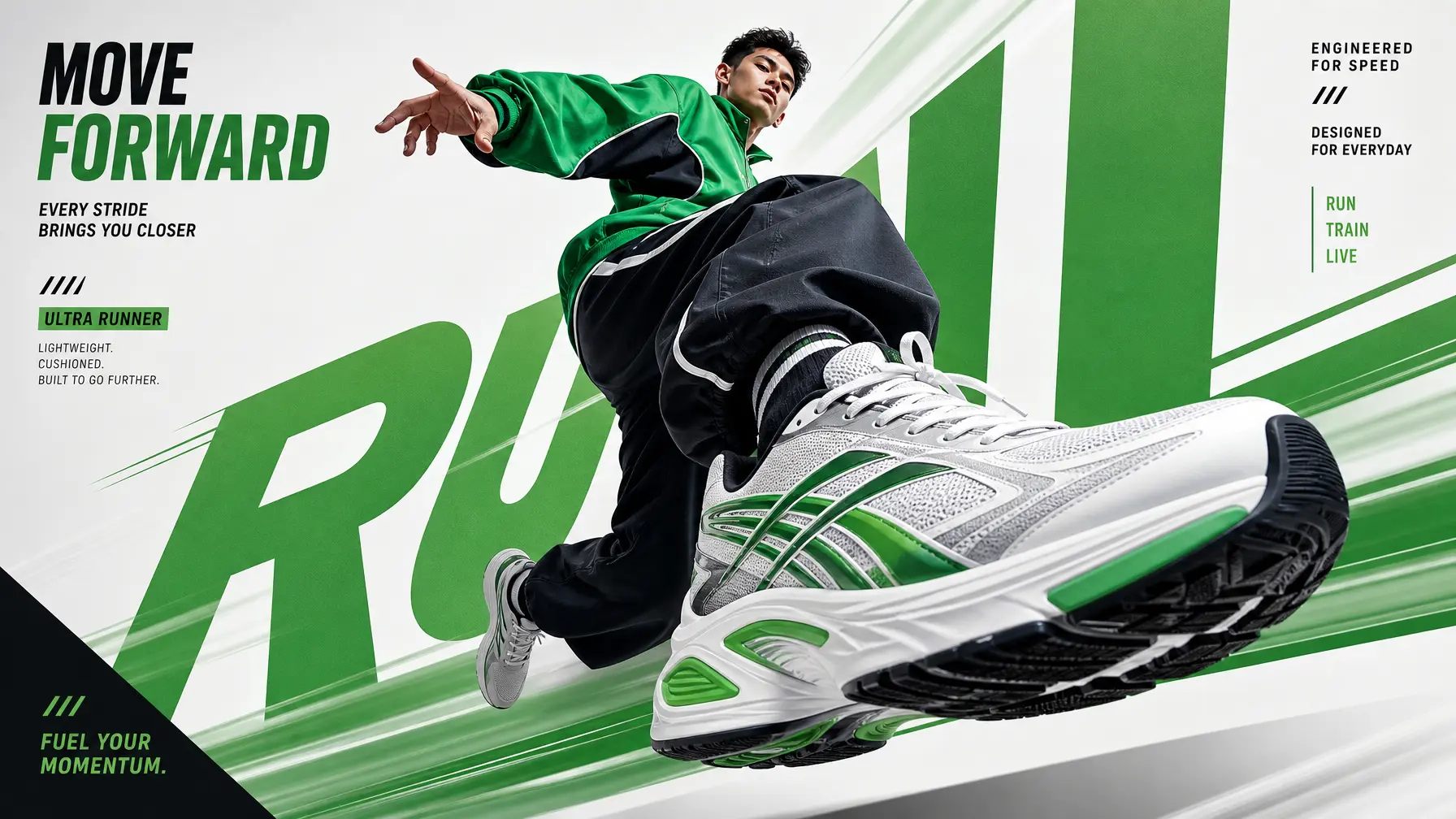 Sneaker Poster Green Stripes