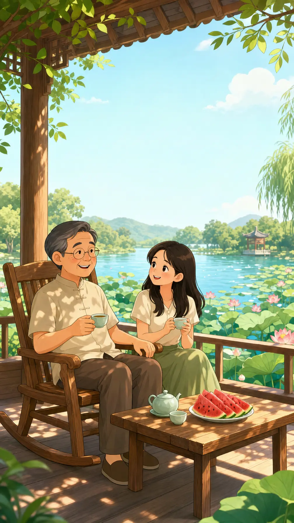 父亲节海报 凉亭喝茶