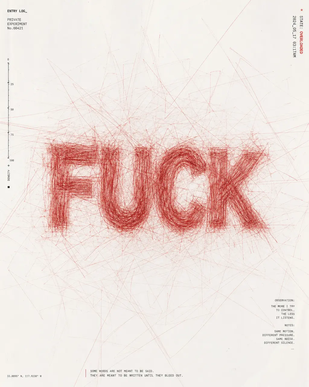 海报 高密度线迹 FUCK