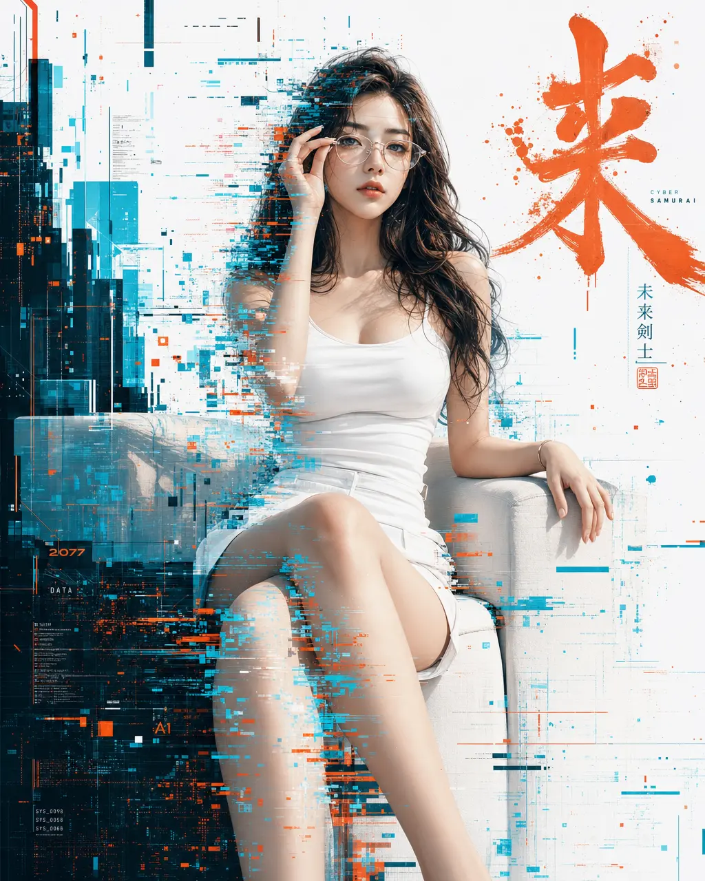 海报 赛博武士故障