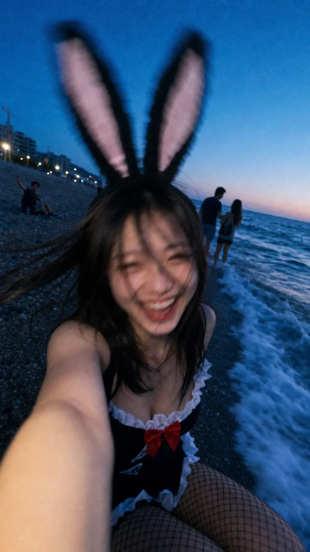 人像摄影 兔耳运动模糊自拍