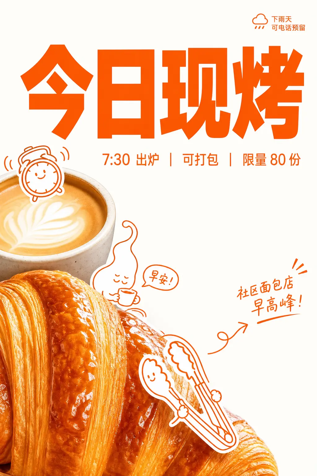 电子屏 今日现烤牛角包拿铁