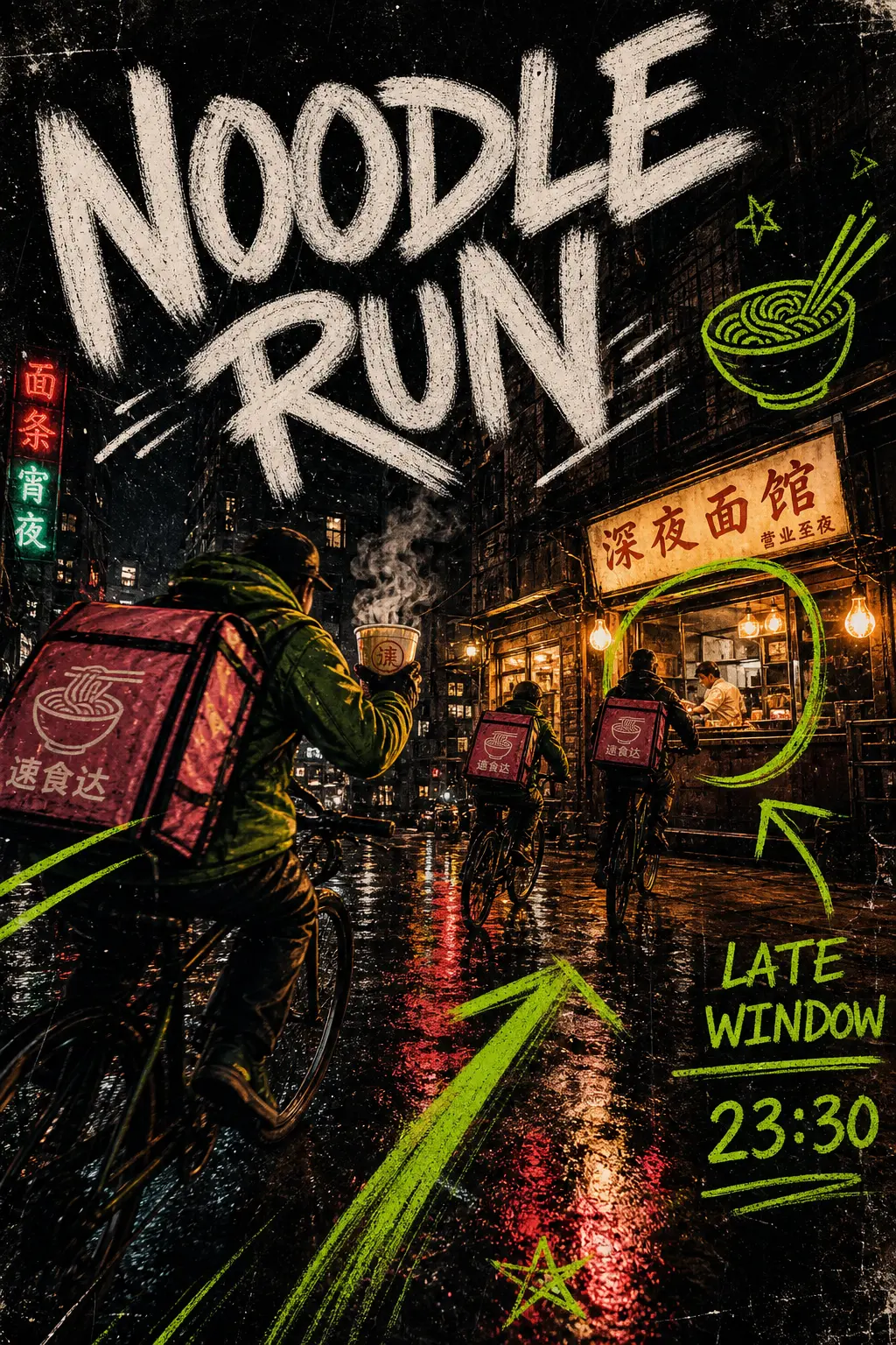 海报 粉笔字夜宵配送