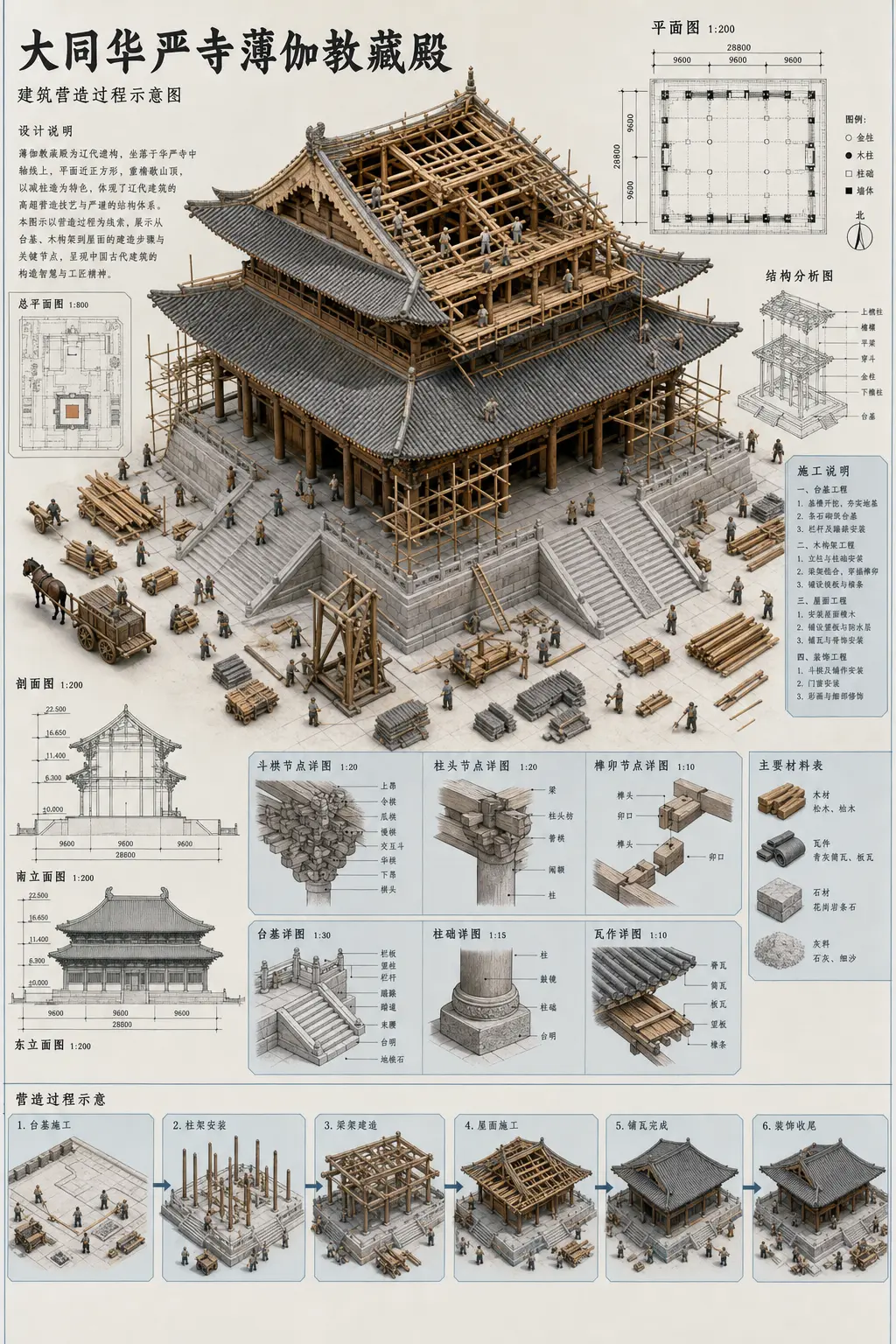 海报 古建筑微缩施工