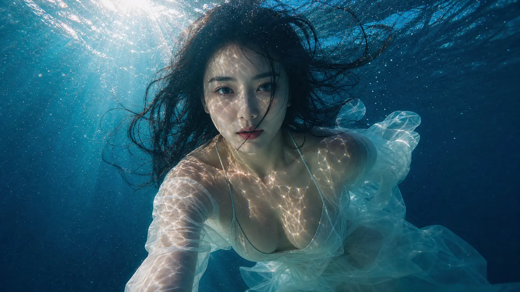 海报 水下纱衣焦散人像