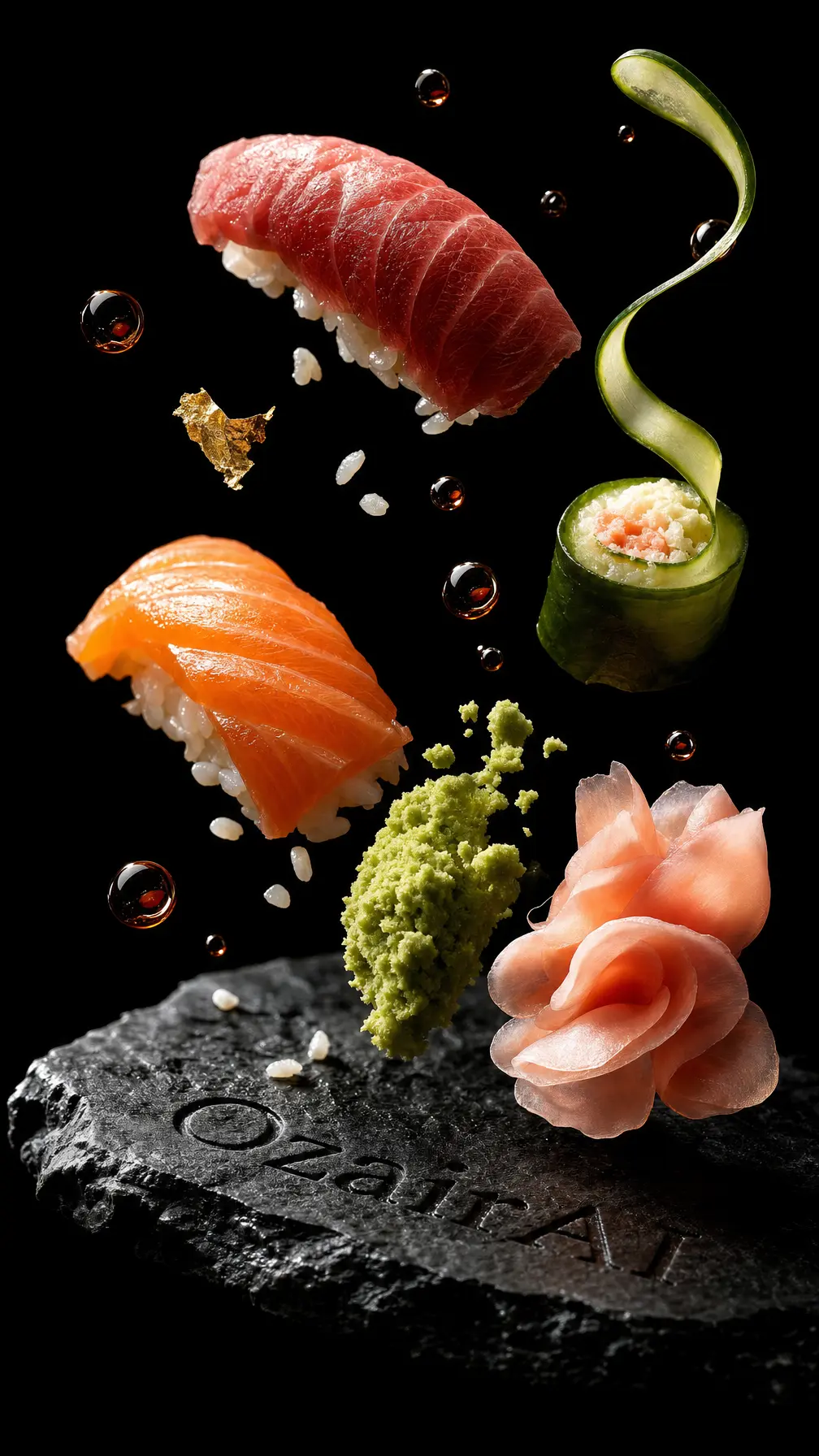 美食摄影 零重力悬浮寿司