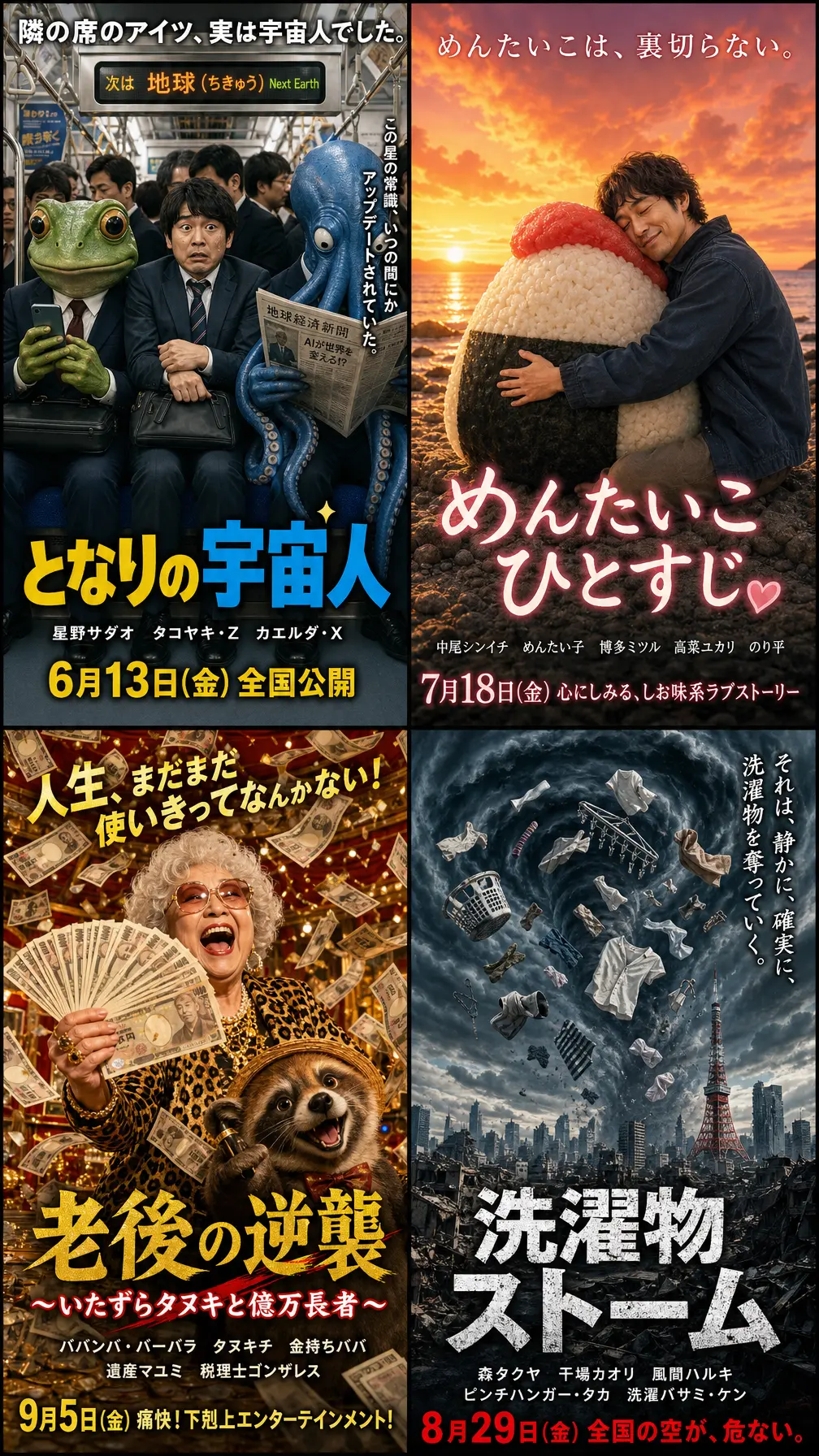 电影海报 四格怪诞日片合集