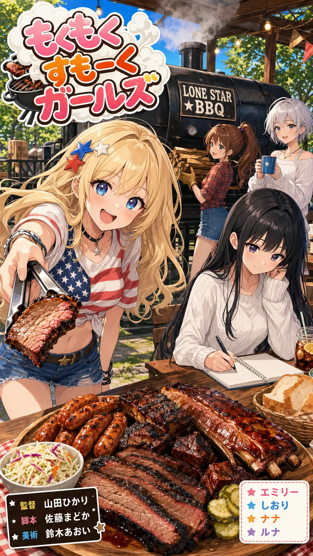 海报 烟熏烧烤少女群像