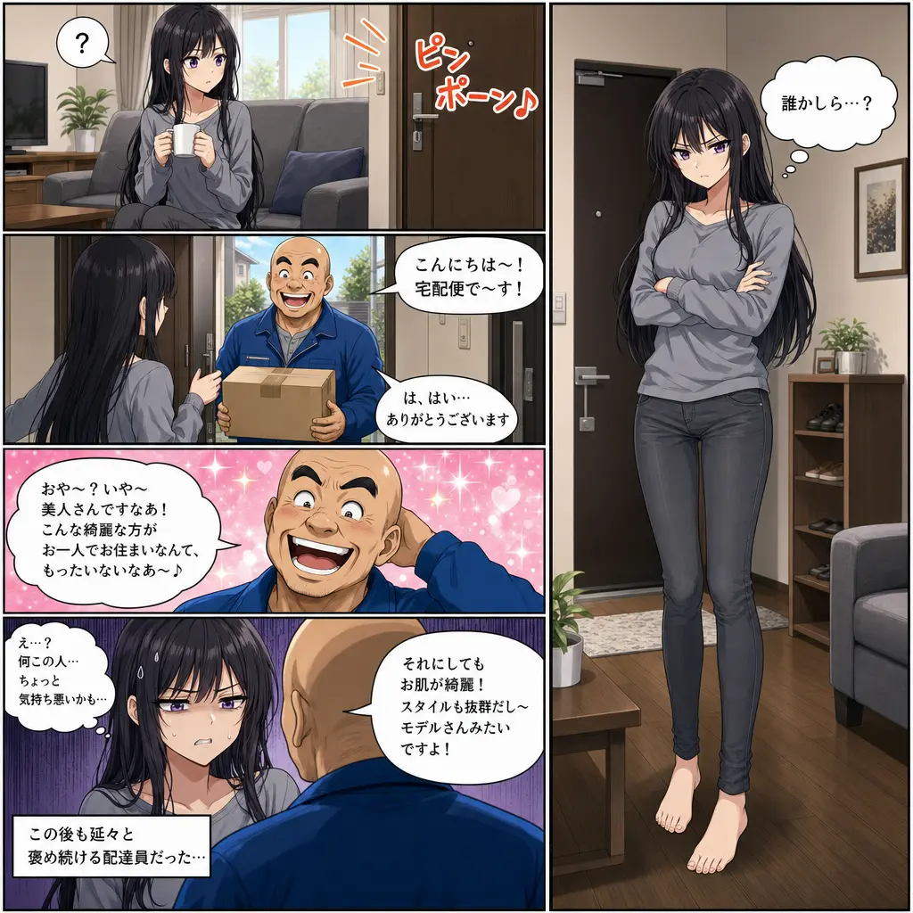 漫画分镜 怪异快递员搭讪