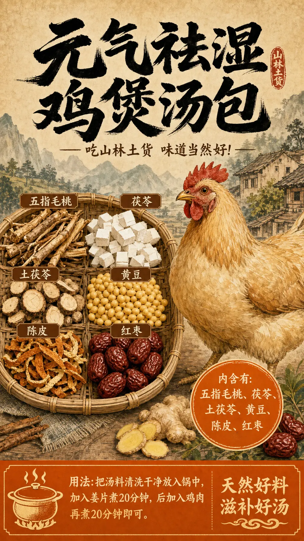 包装标签 鸡煲汤包