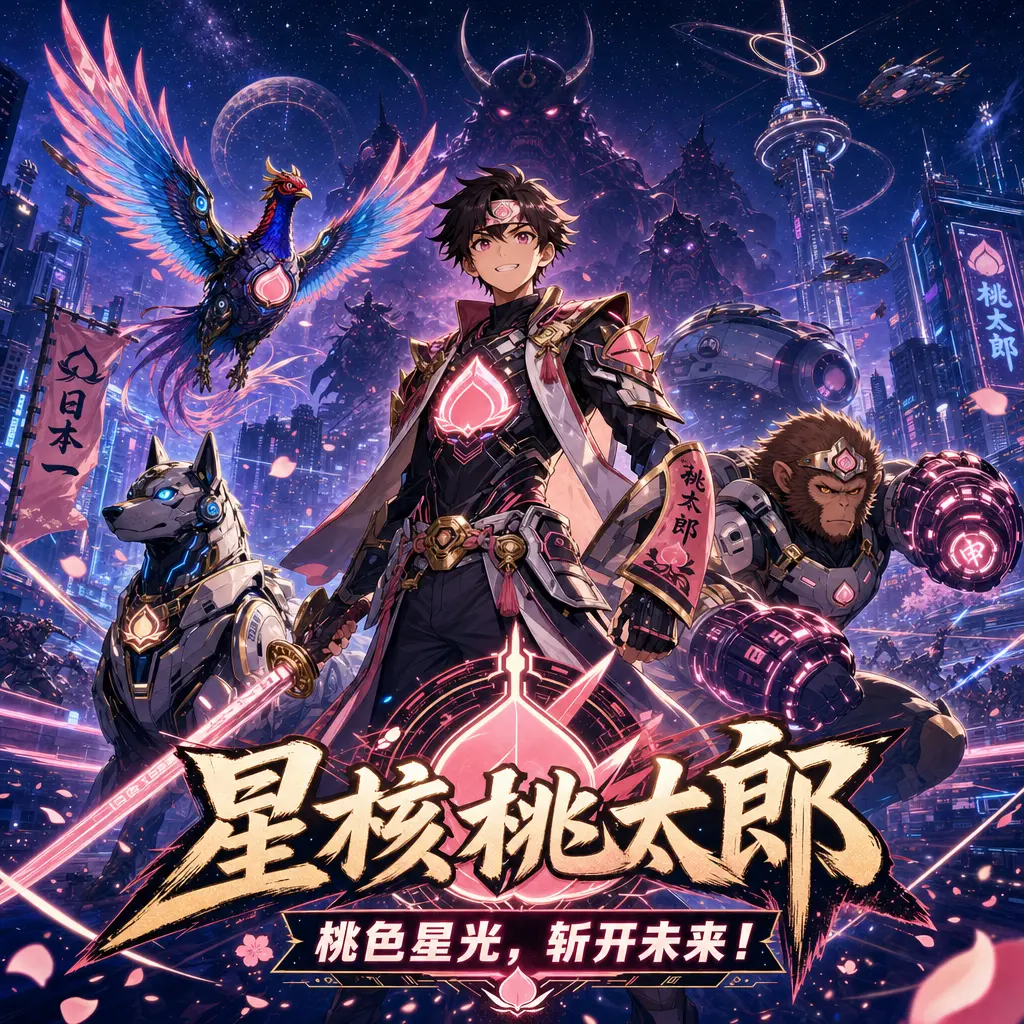 插画 科幻桃太郎