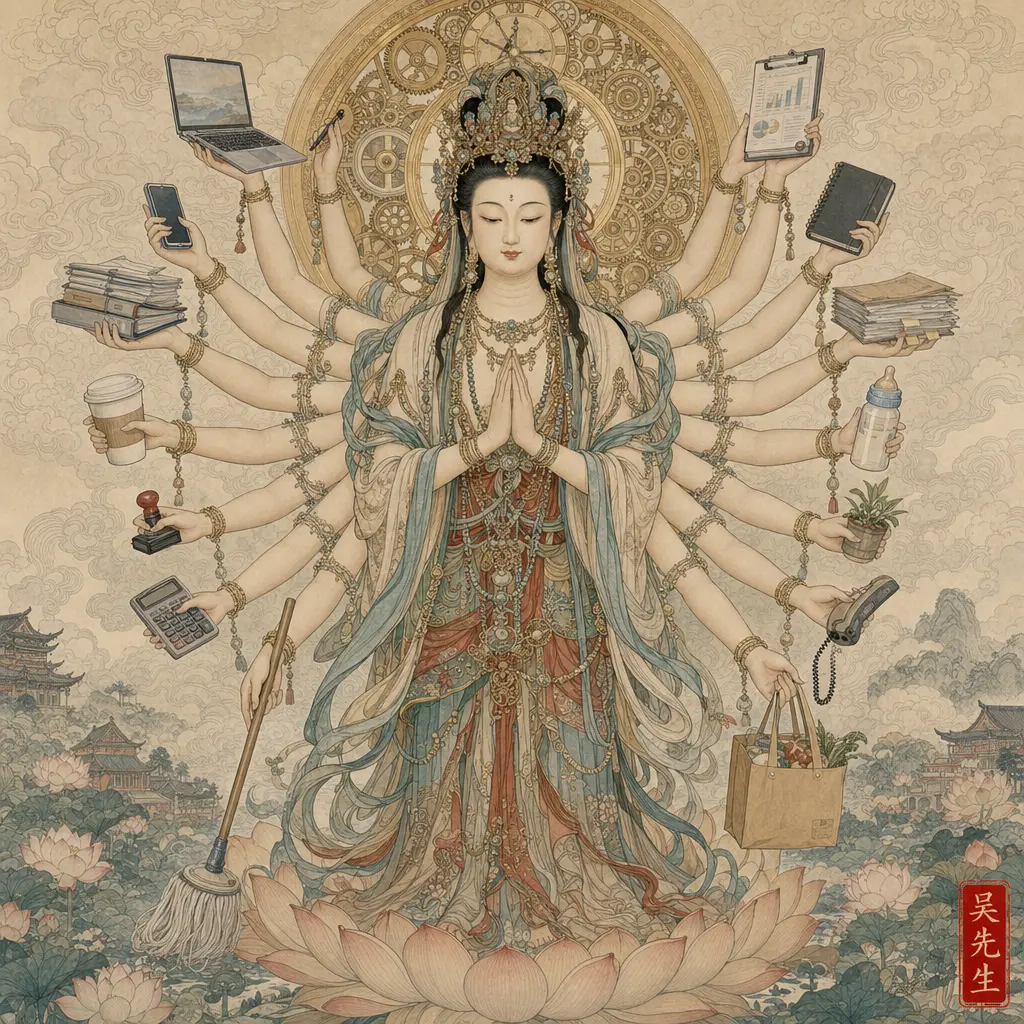 工笔画 千手观音现代办公