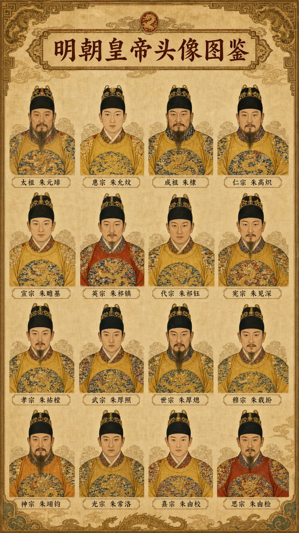 明朝皇帝头像 谥号名字