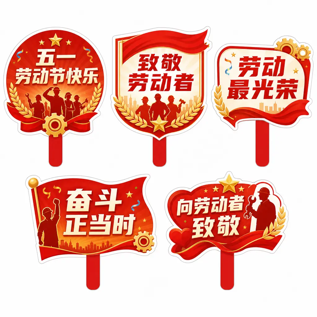 手举牌 五一劳动节