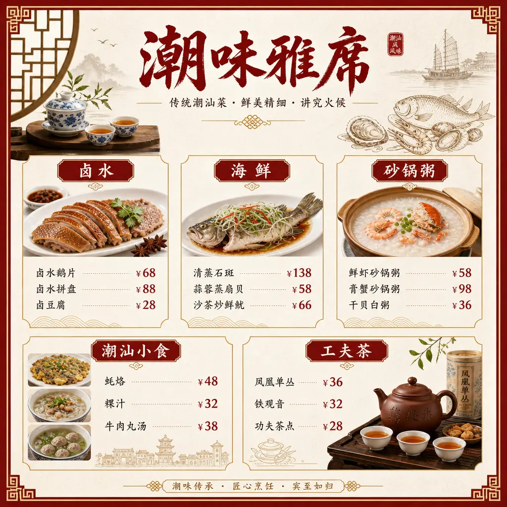 精美潮汕菜馆菜单图