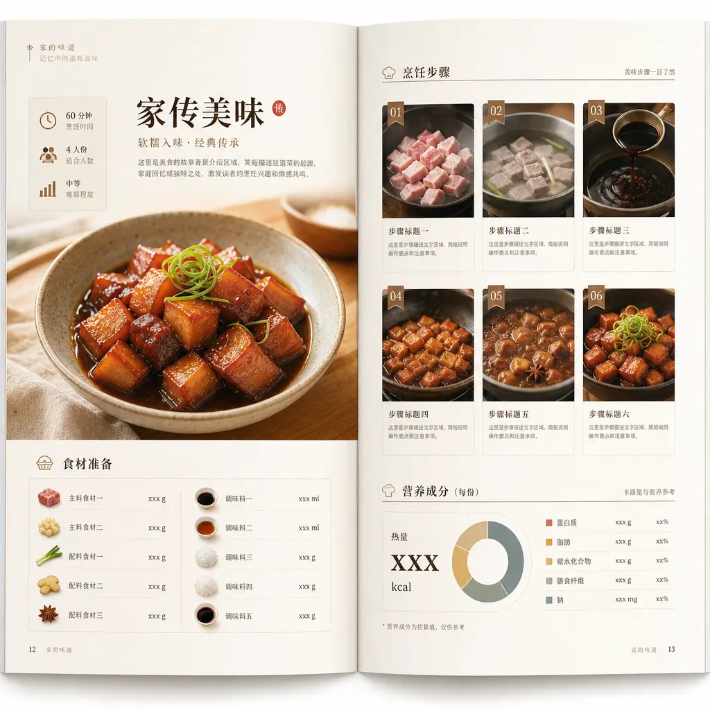 食谱页面 手写转双页