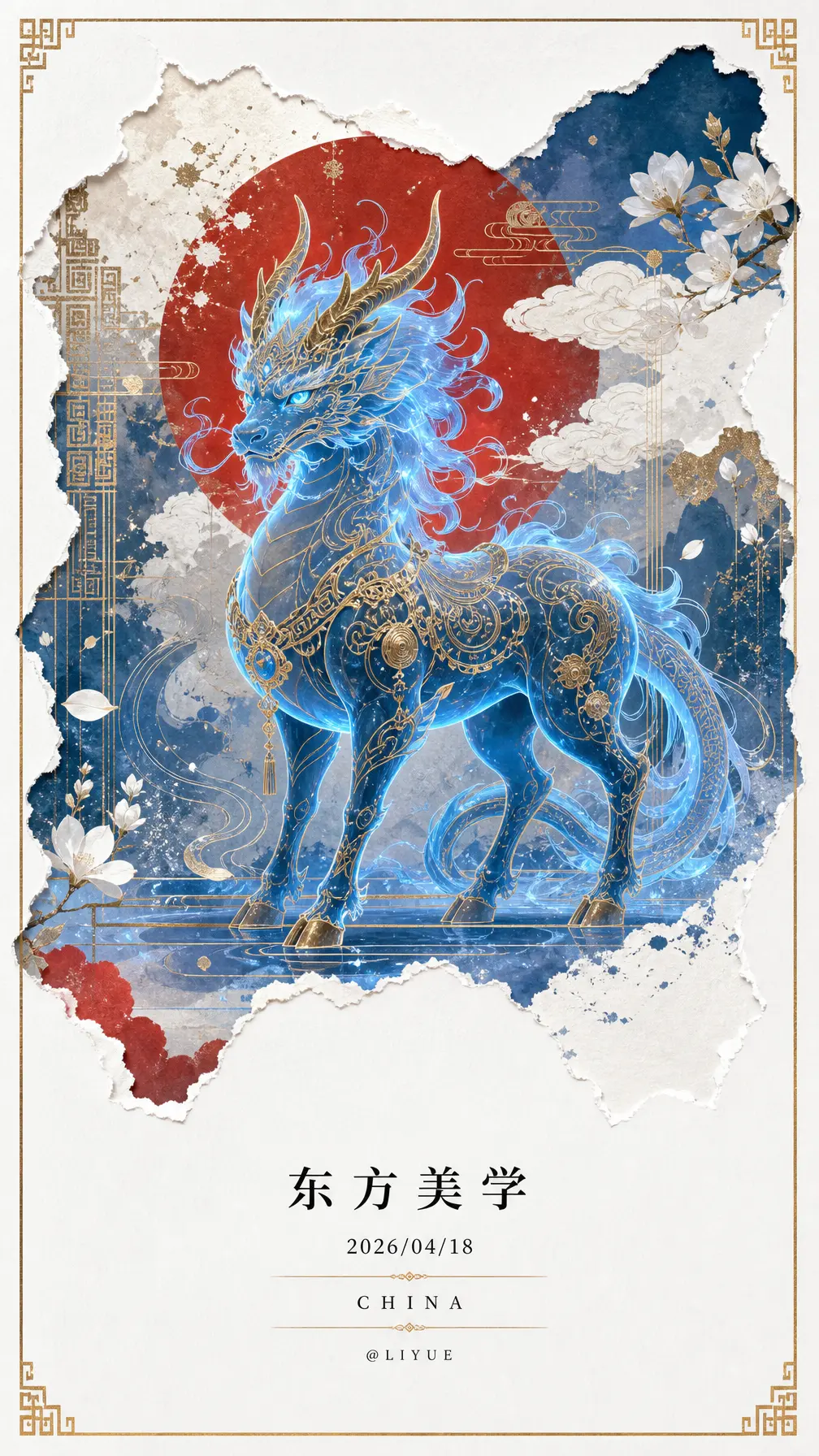 海报 新中式穷奇神兽