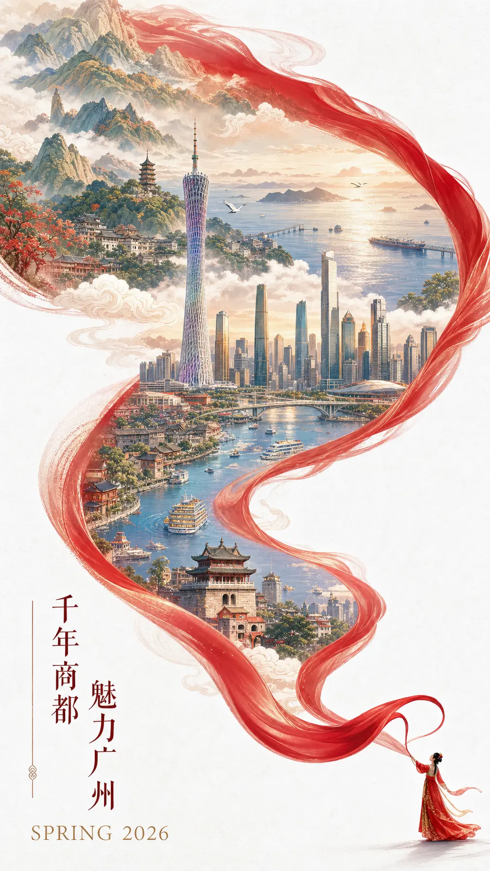 海报 红绸幻化山河