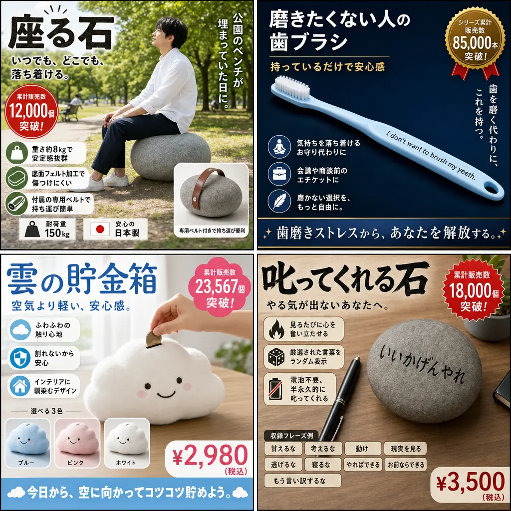 海报 四格讽刺产品广告