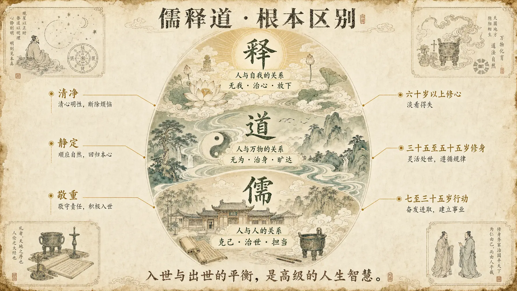信息图 儒释道分层图