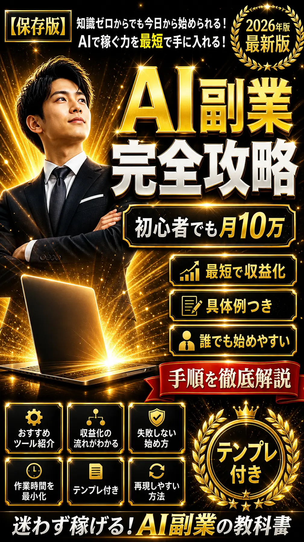 宣传横幅 AI副业金色光爆