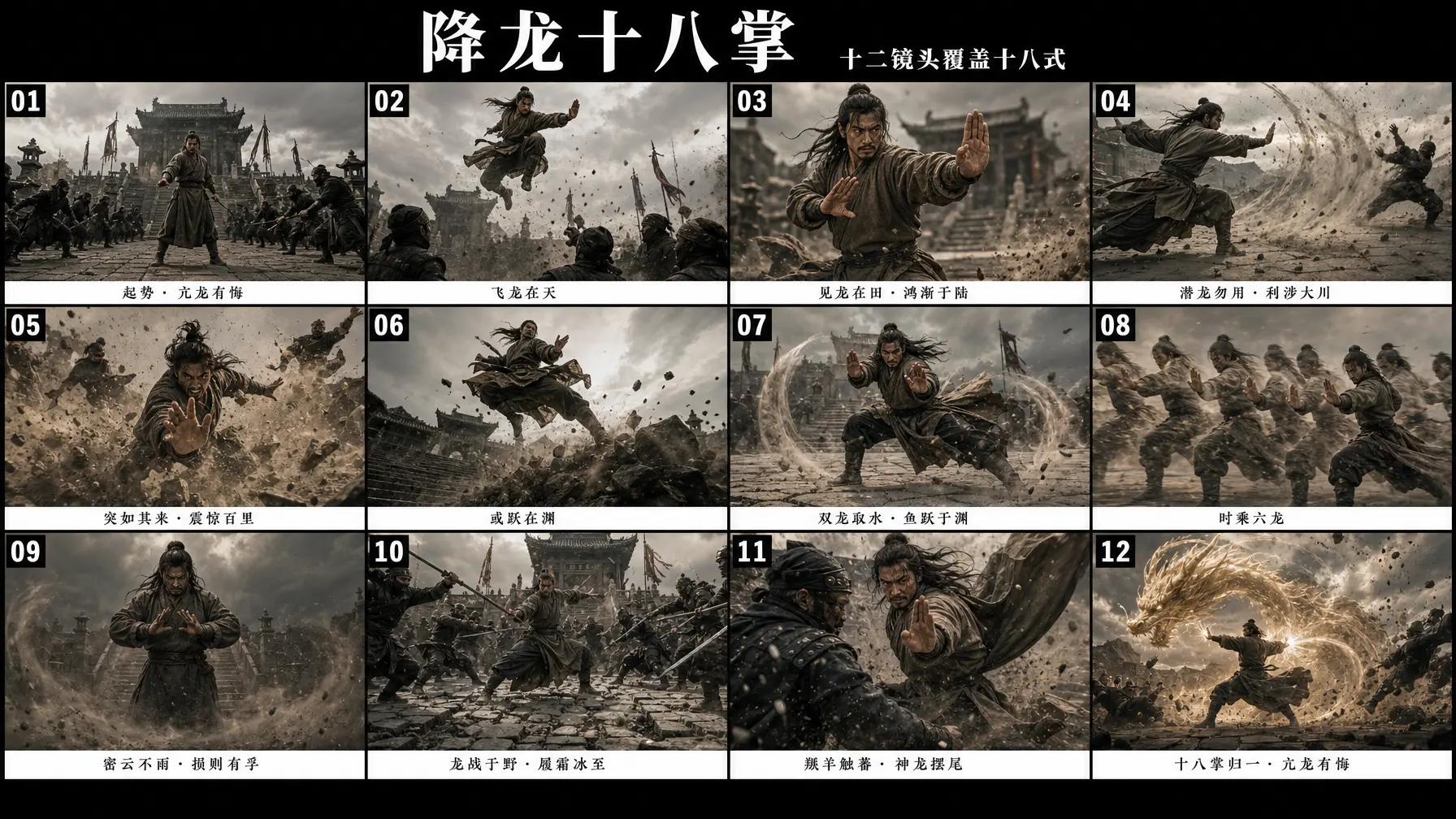 分镜板 降龙十八掌古寺打斗