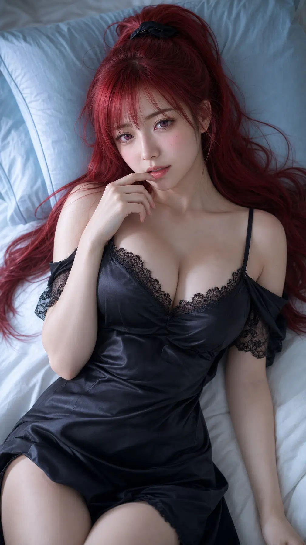 角色立绘 红发缎面睡裙