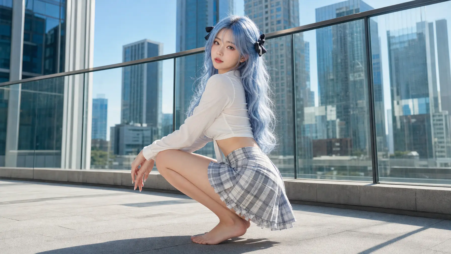 人物写真 蓝发回眸