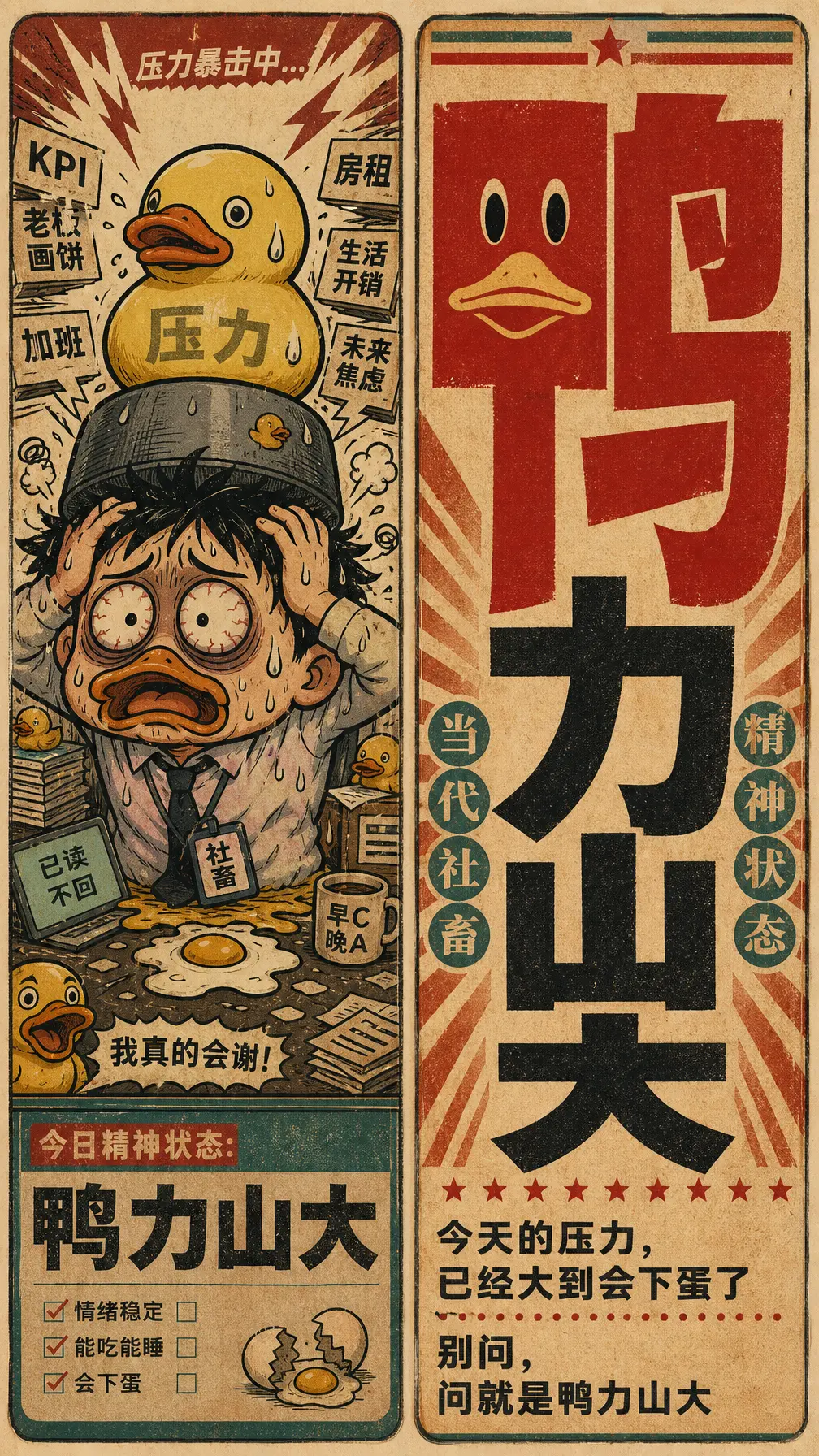 海报 中文谐音双卡迷因