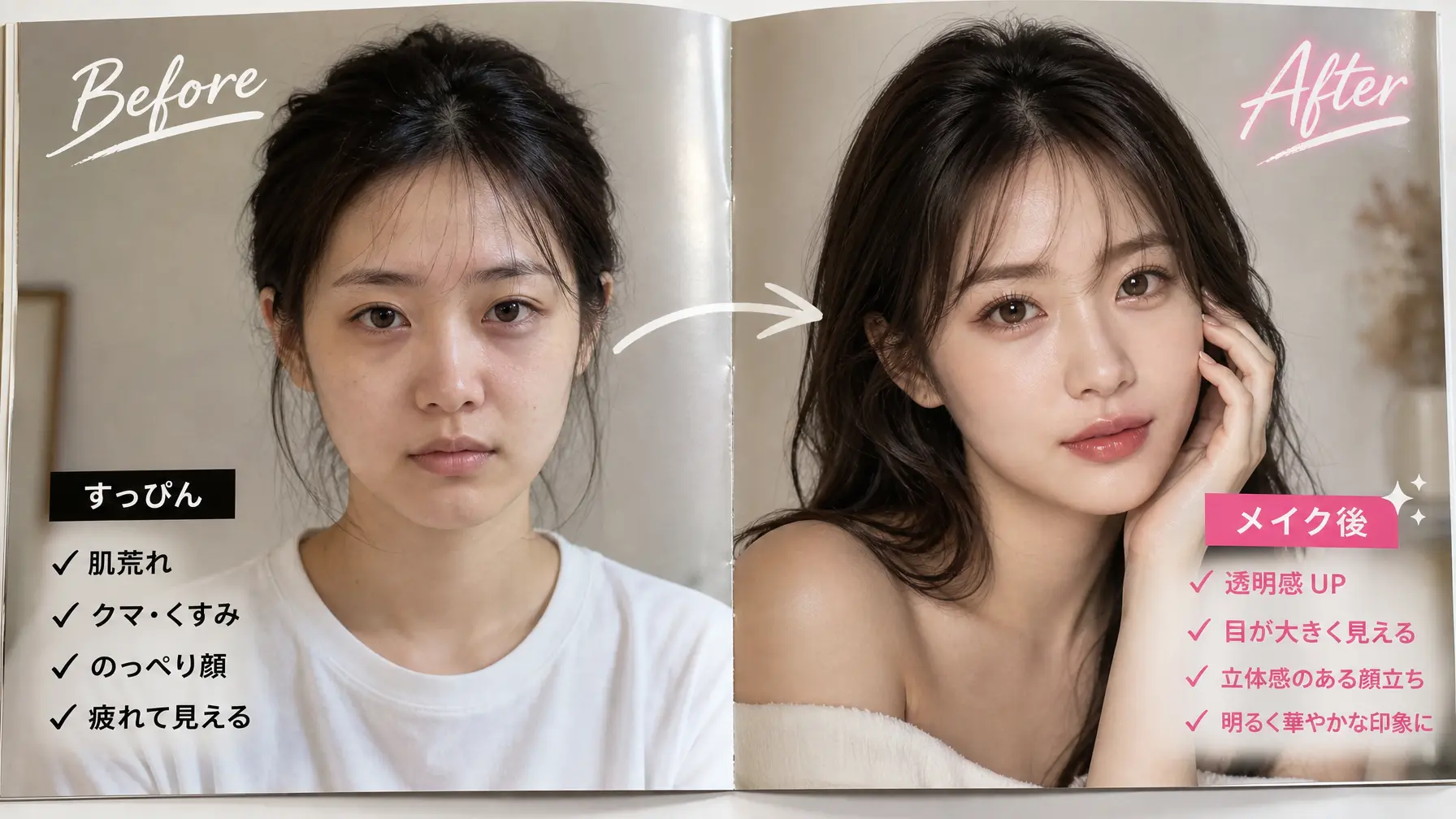 杂志内页 美妆双页对比