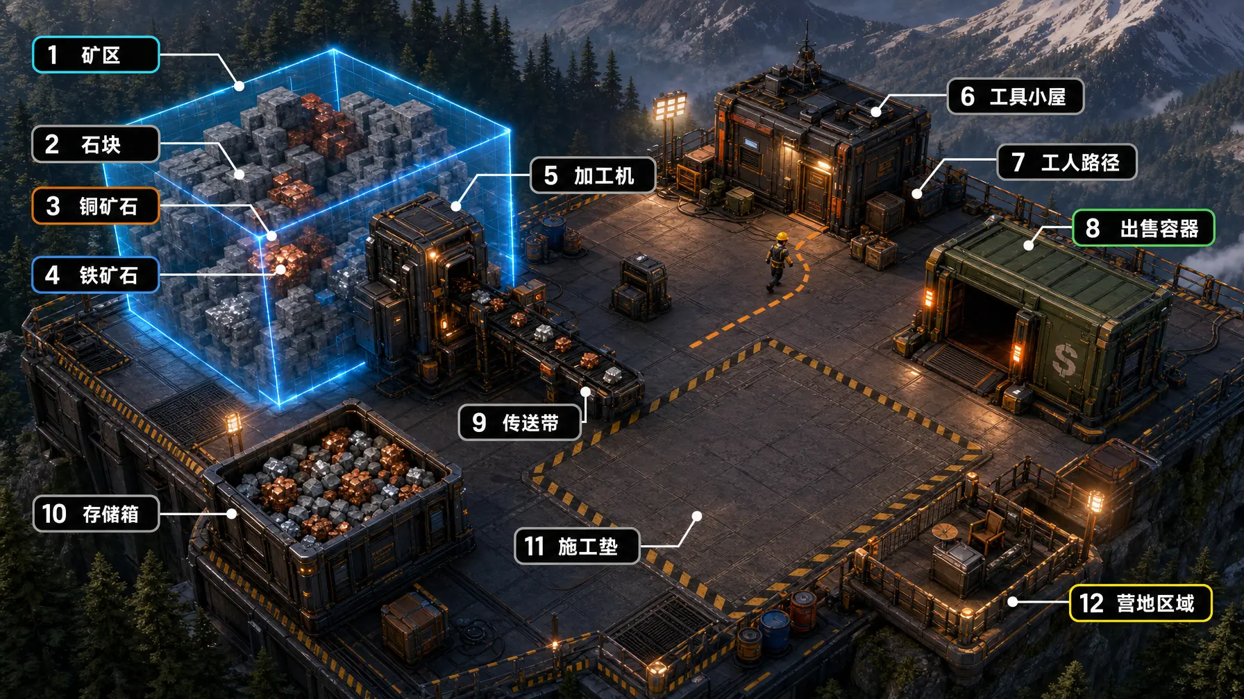 信息图 等距采矿基地