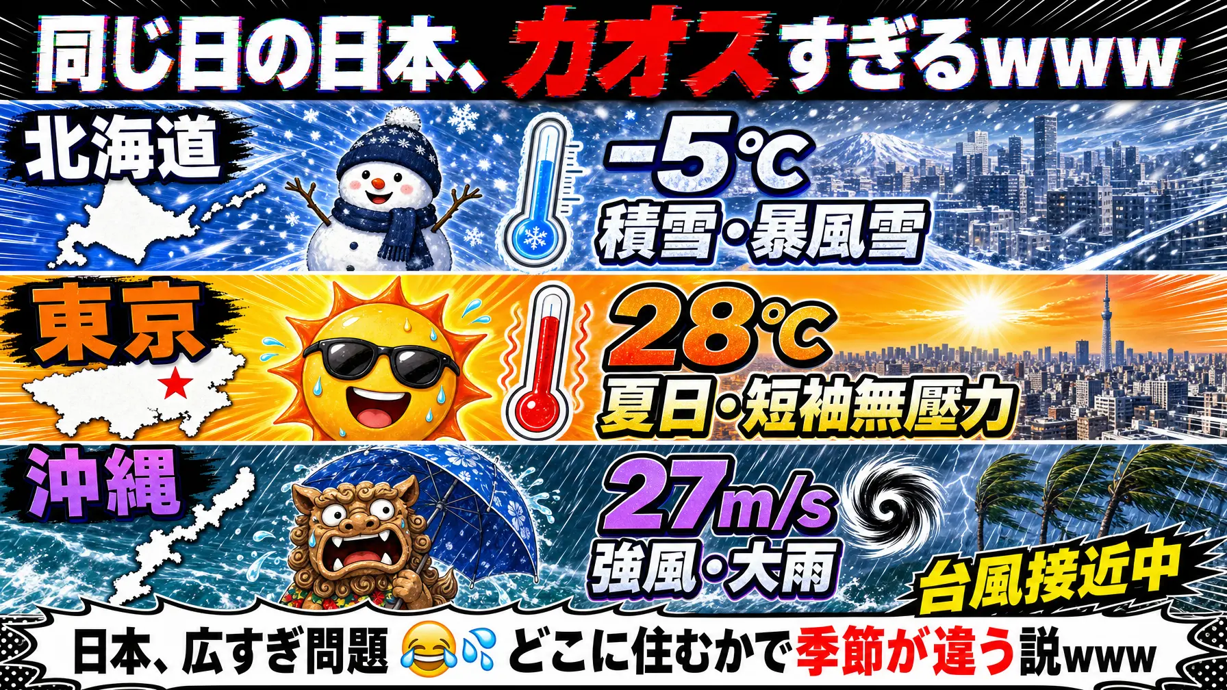 梗图 日本天气冰火两重天