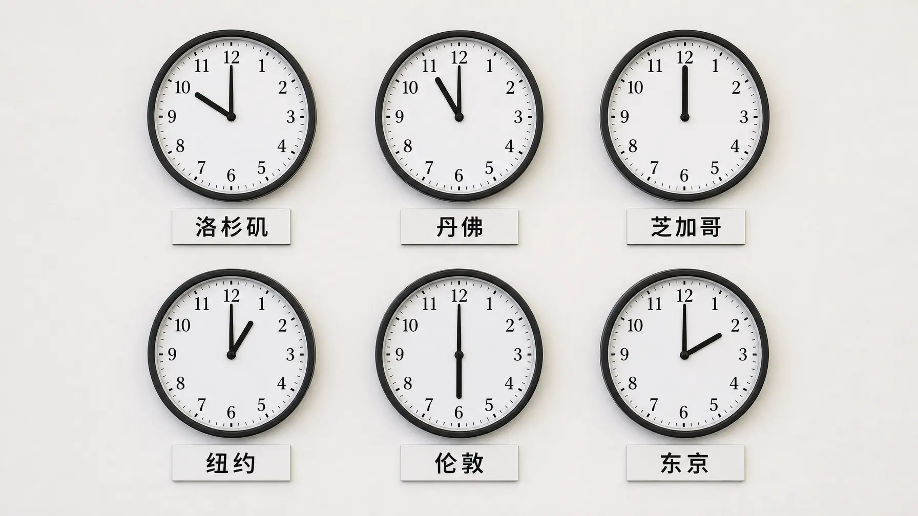 时钟墙 多城市模拟钟面