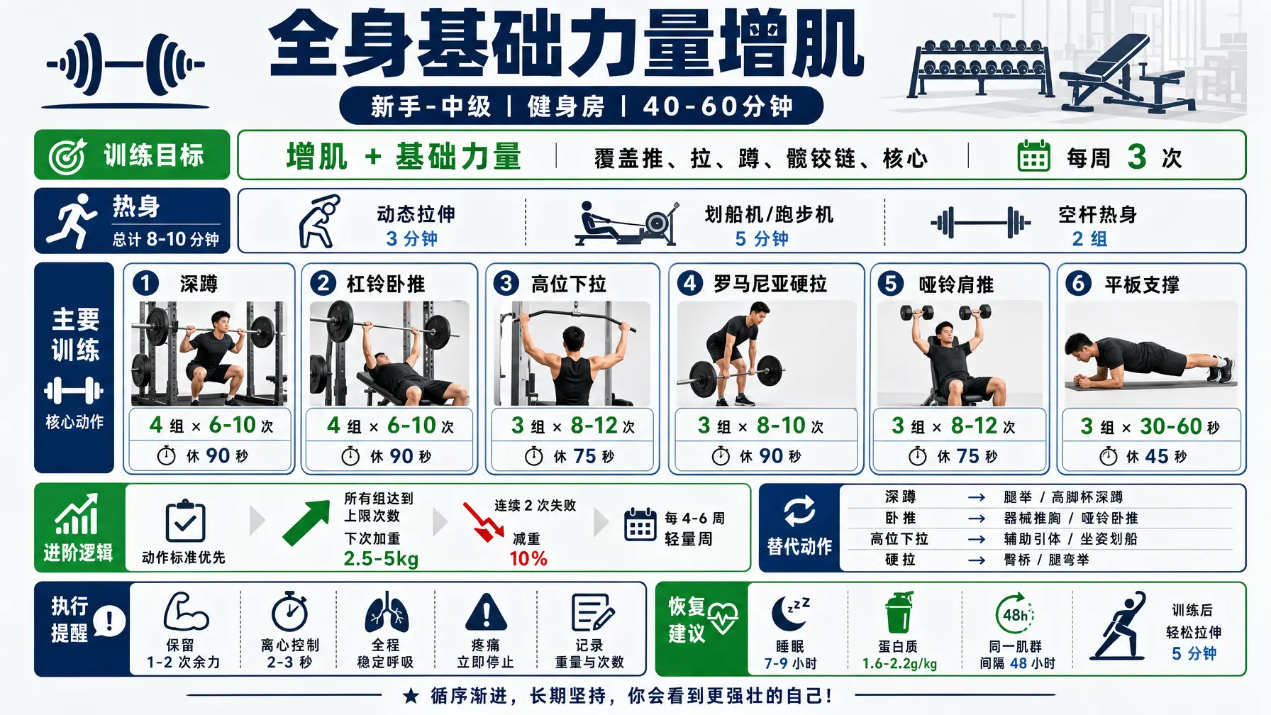 信息图 新手增肌训练计划
