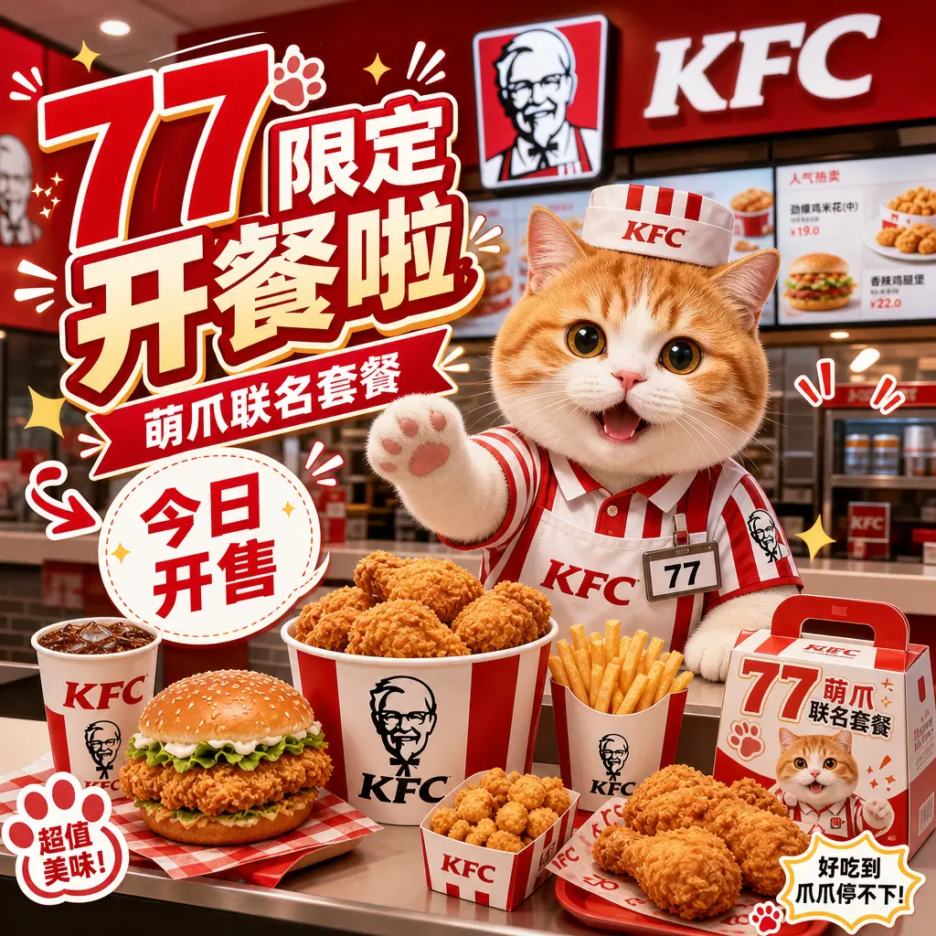 海报 猫穿KFC制服